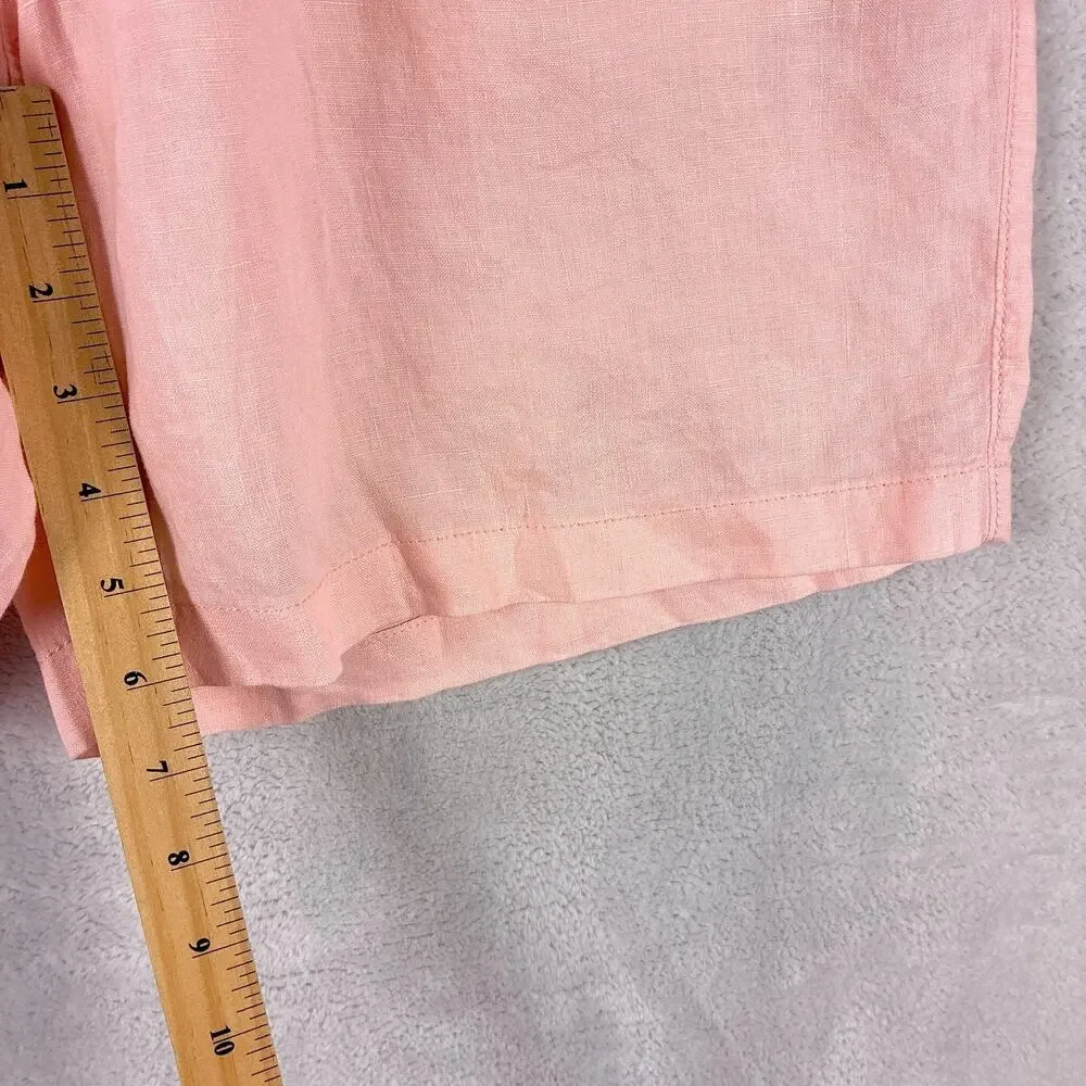 J.Crew Oarsman Shorts Mens 35 (36) Pink Linen Pleated Preppy Beach Hamptons